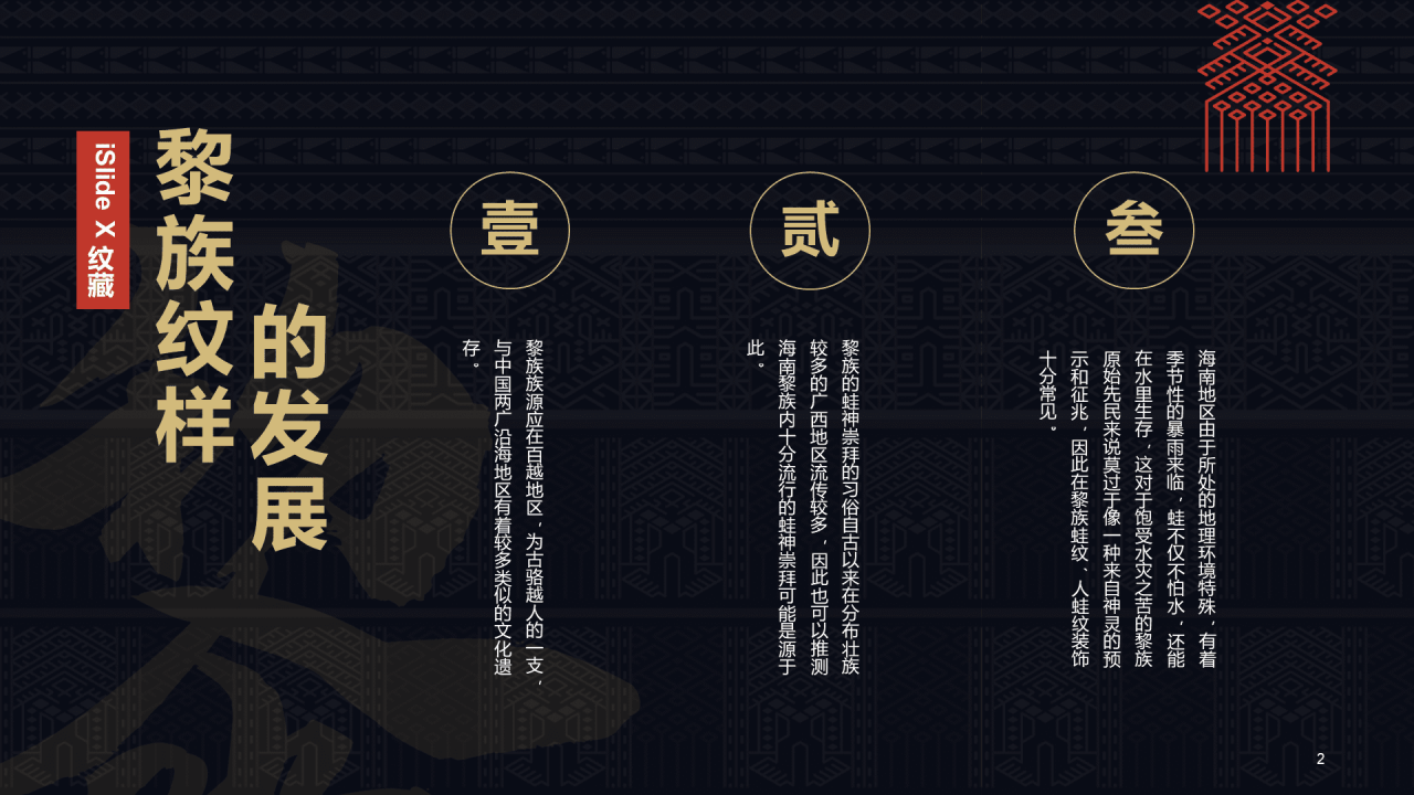 纹藏中国黎族纹样PPT介绍