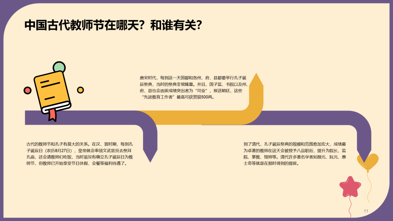 紫色插画教师节相关科普介绍PPT