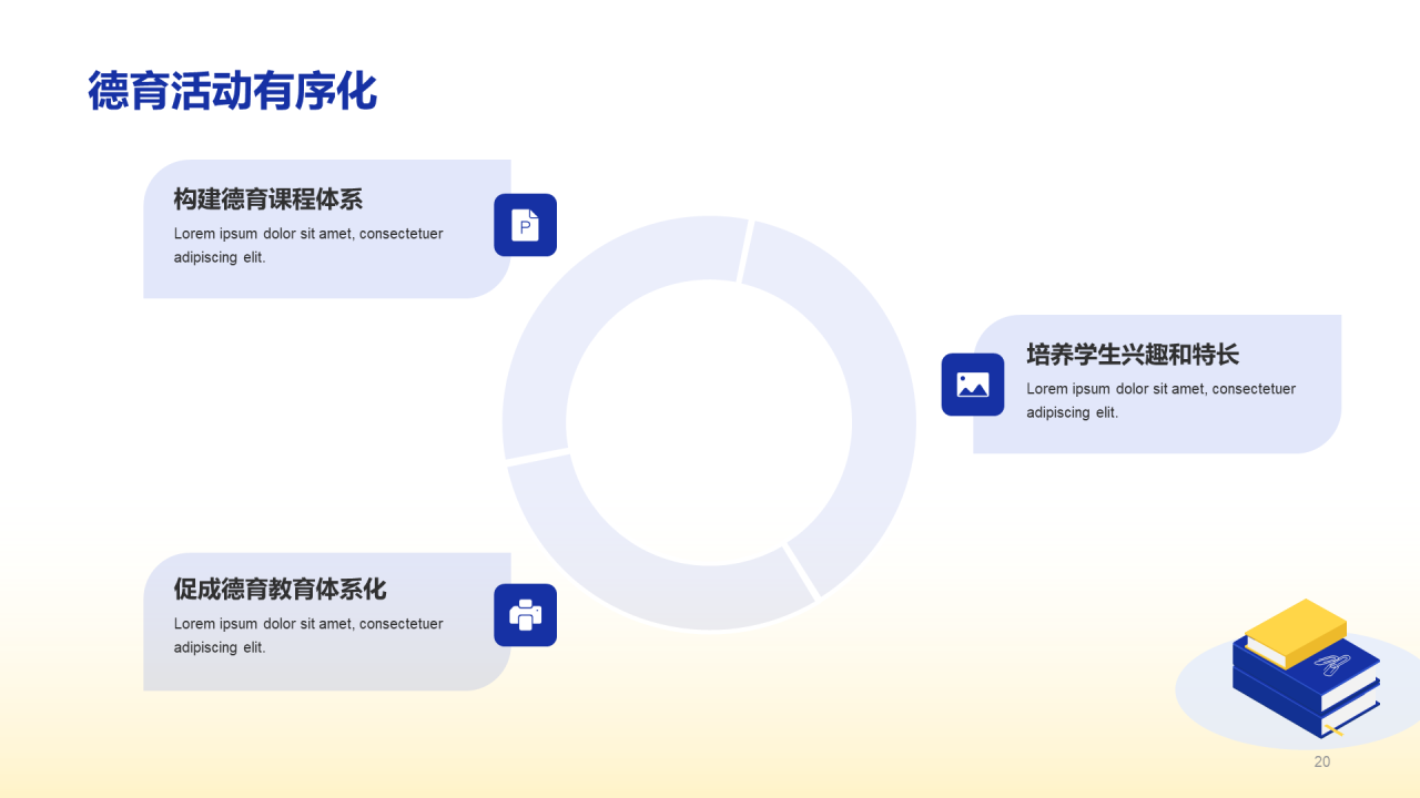 蓝黄色学生德育培训课件PPT模板
