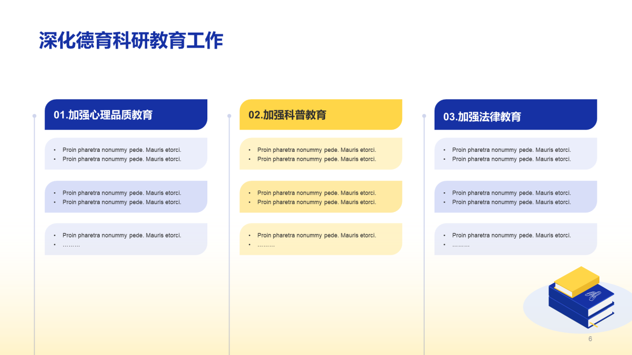 蓝黄色学生德育培训课件PPT模板