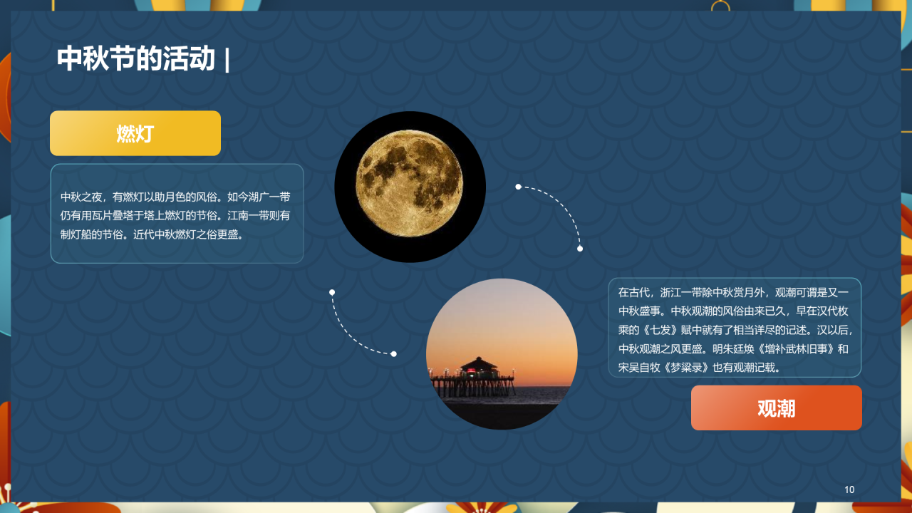 蓝色插画卡通喜庆中秋节节日介绍PPT