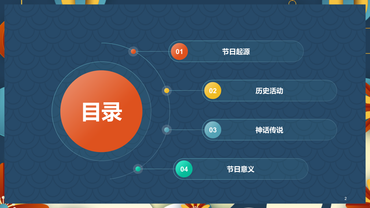 蓝色插画卡通喜庆中秋节节日介绍PPT
