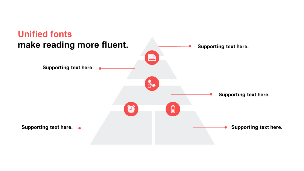 单色扁平5项PPT棱锥