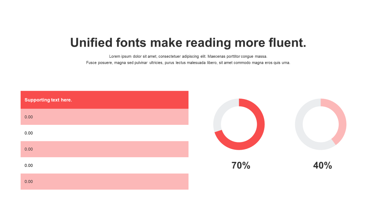 单色扁平PPT表格图、环形图