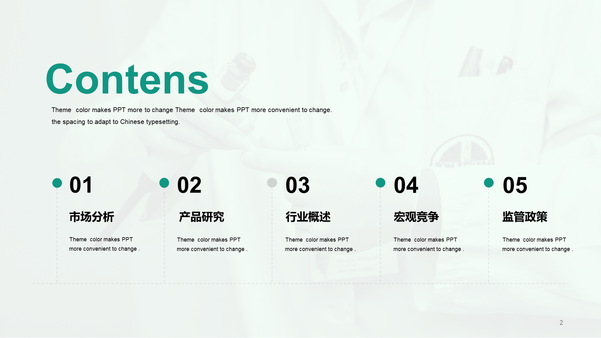 Green modern medical industry research report PPT case