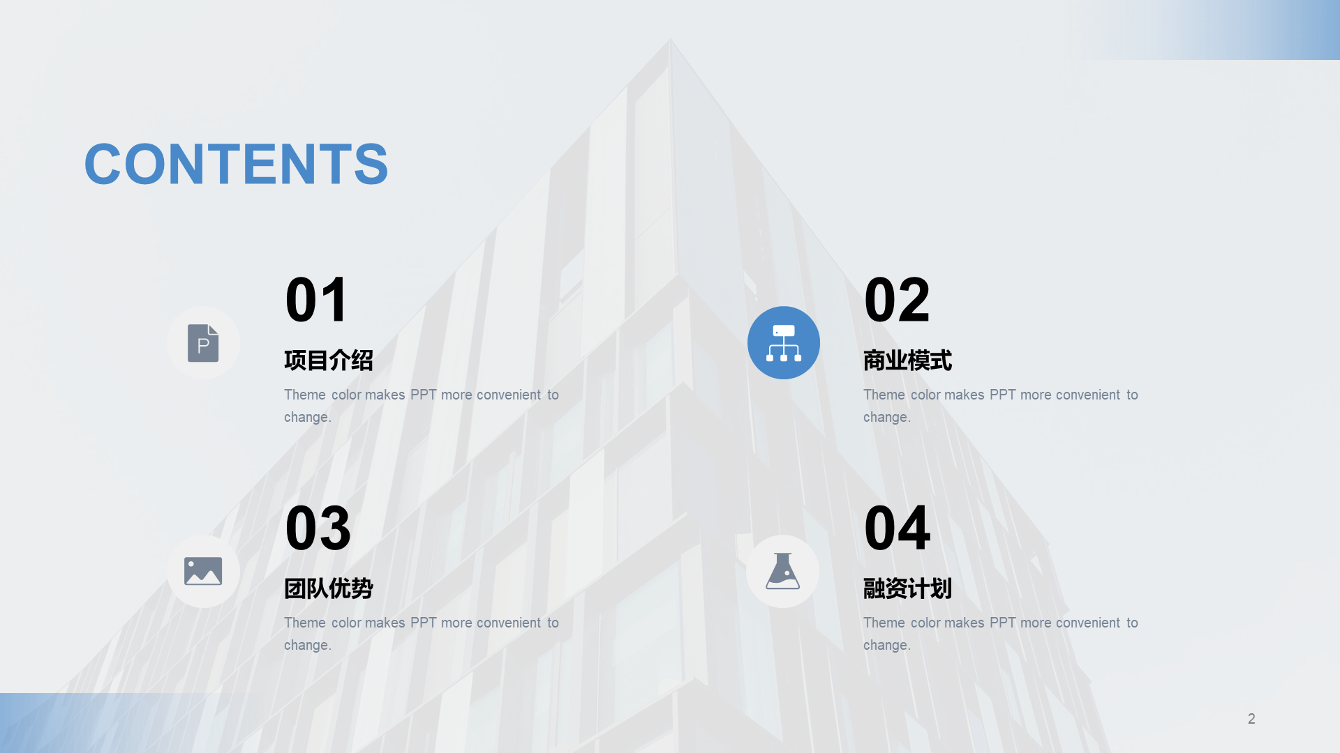 Blue business modern business financing plan PPT case