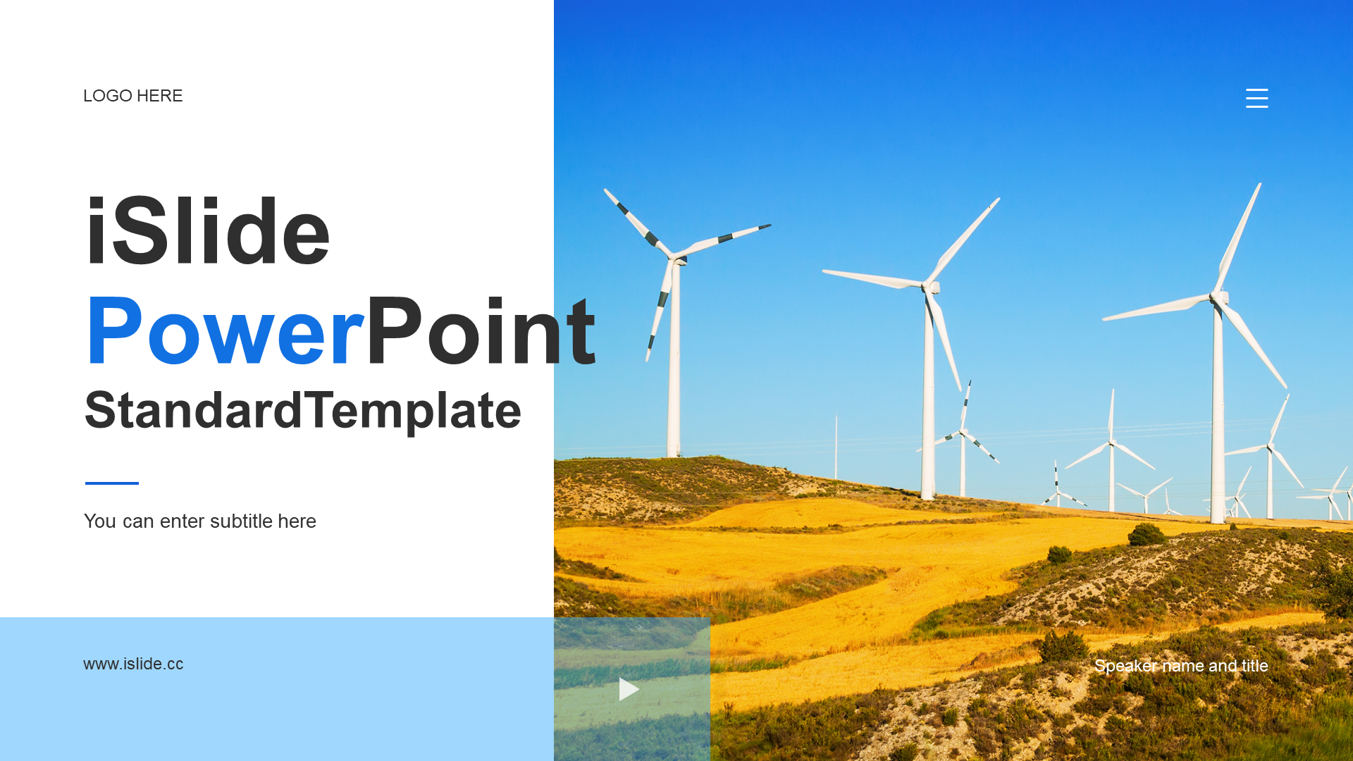 Blue business modern power PPT theme