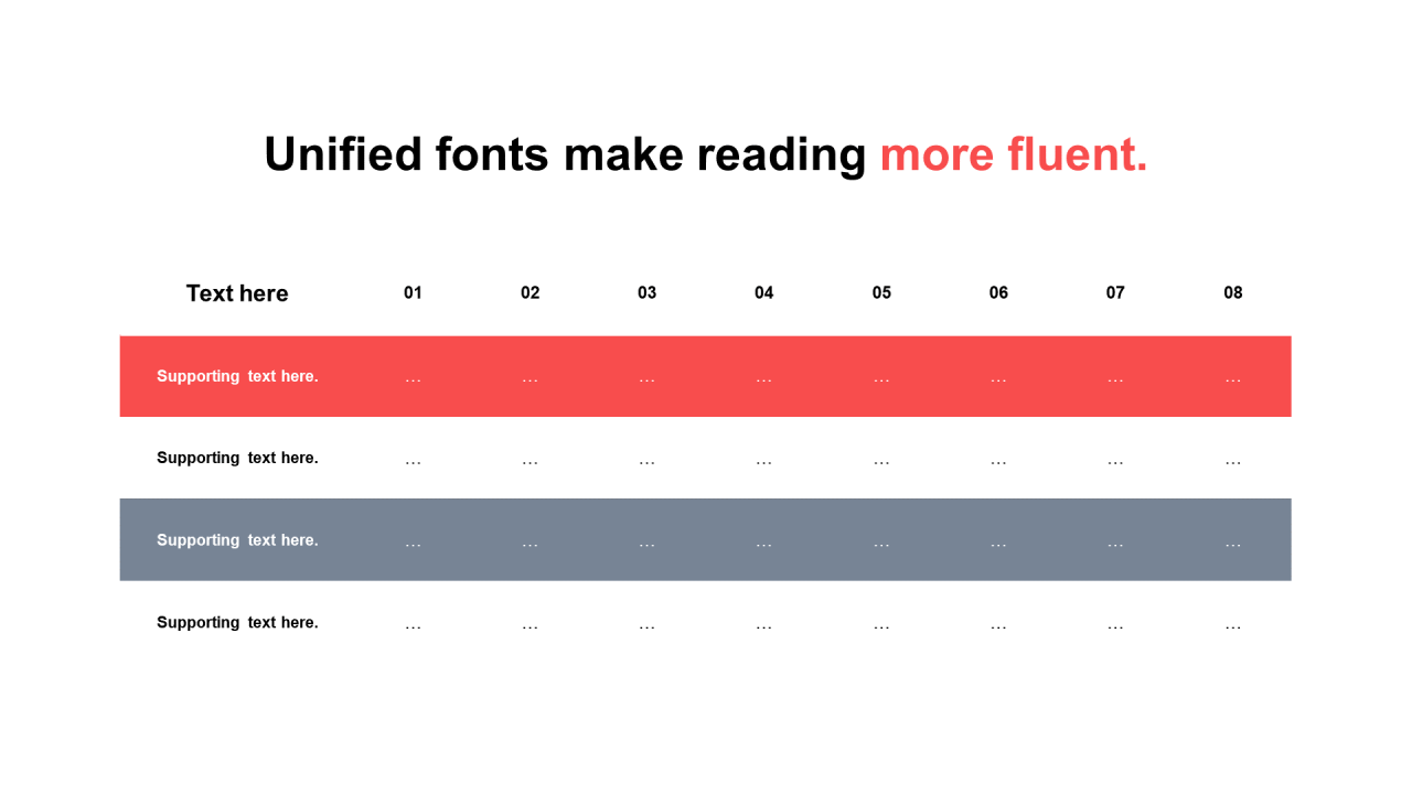 单色扁平PPT表格