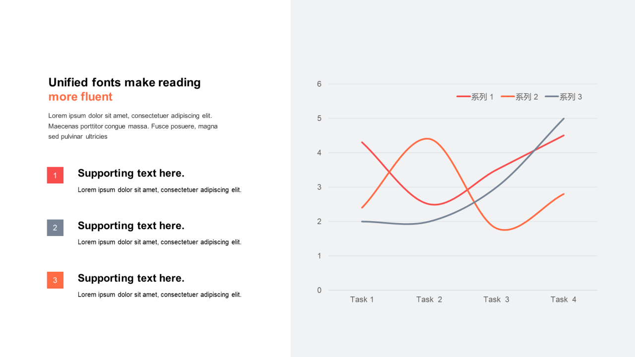 单色扁平PPT折线图
