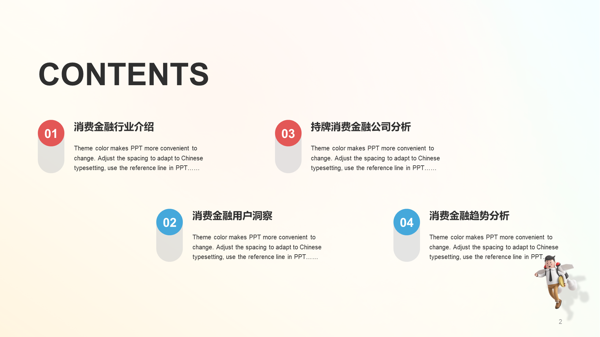 渐变创意酷炫消费金融工作总结PPT案例