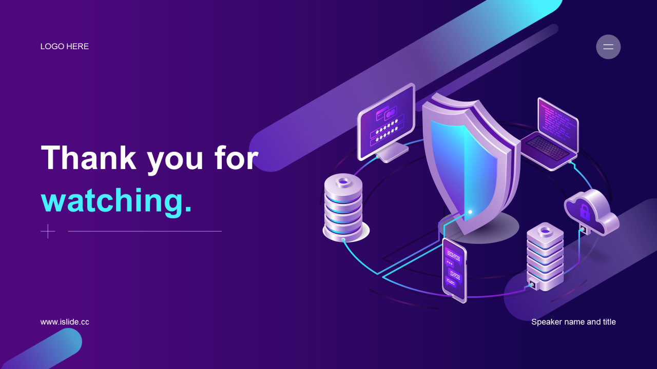 紫色创意炫酷IT互联网工作总结PPT主题