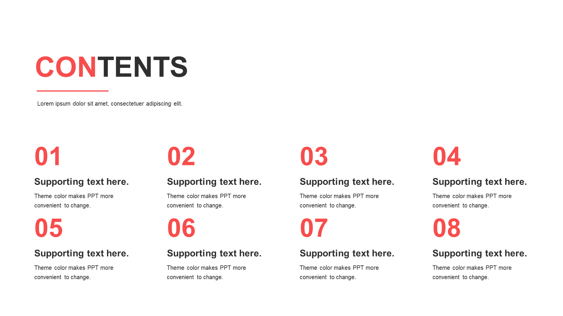 Monochrome flat 3 item PPT table of contents