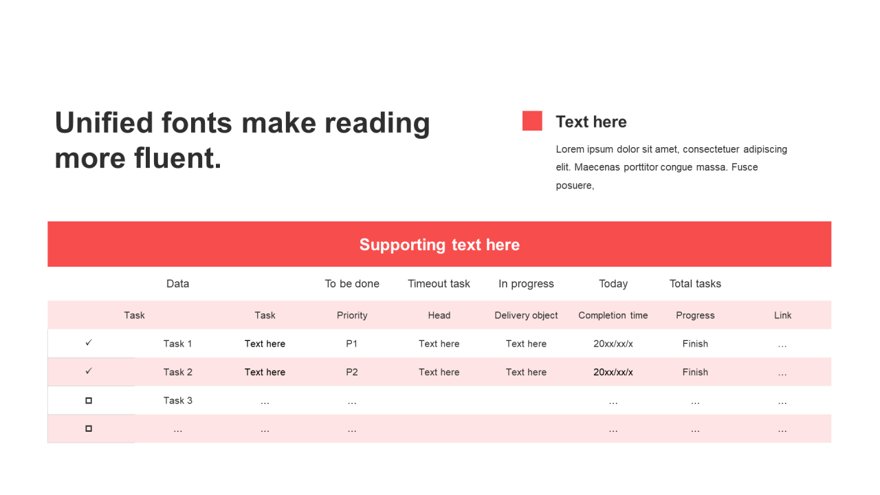 单色扁平PPT表格图