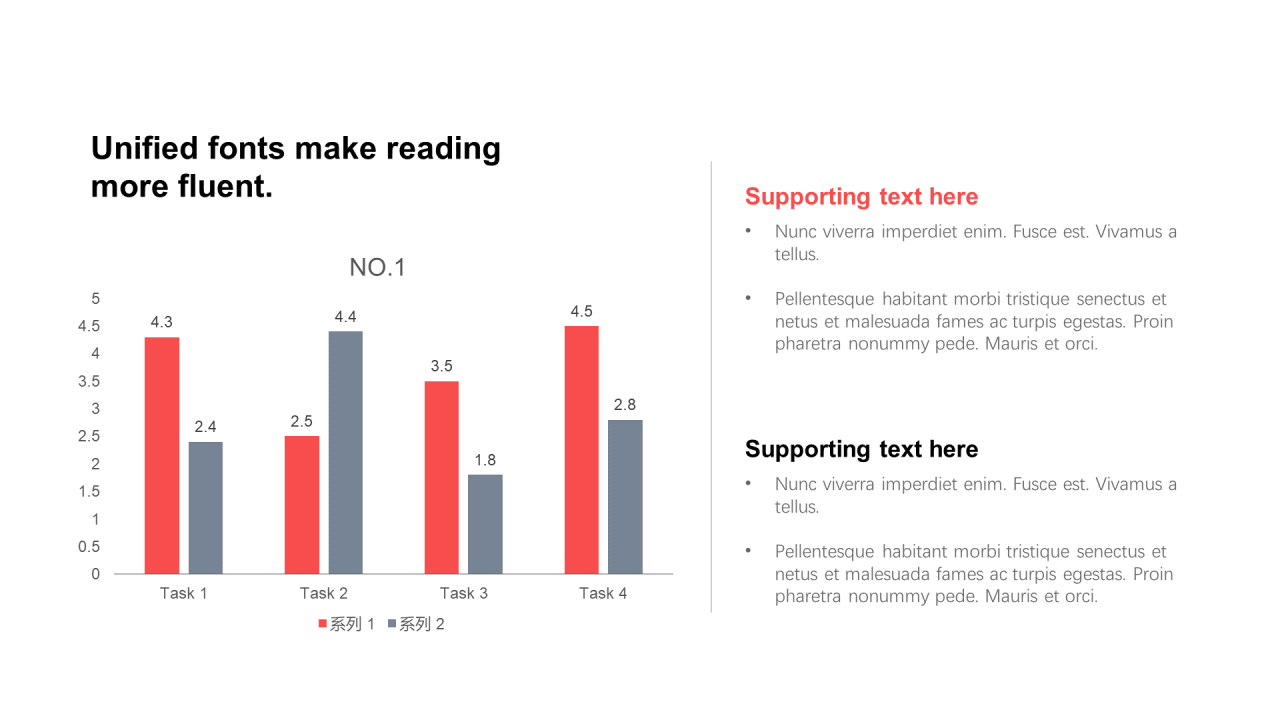 单色扁平PPT柱形图