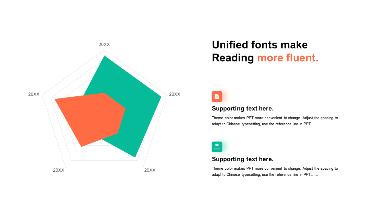 多色阴影PPT雷达图