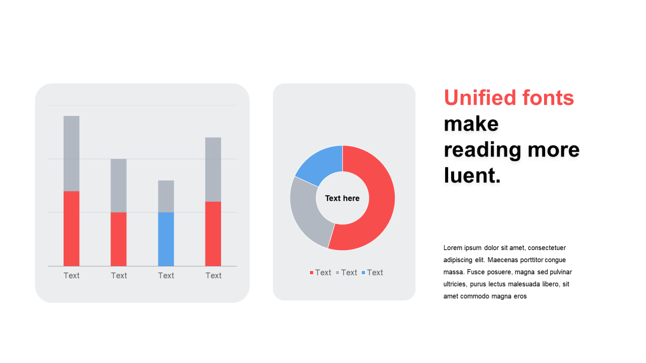 多色扁平PPT柱状图，环形图