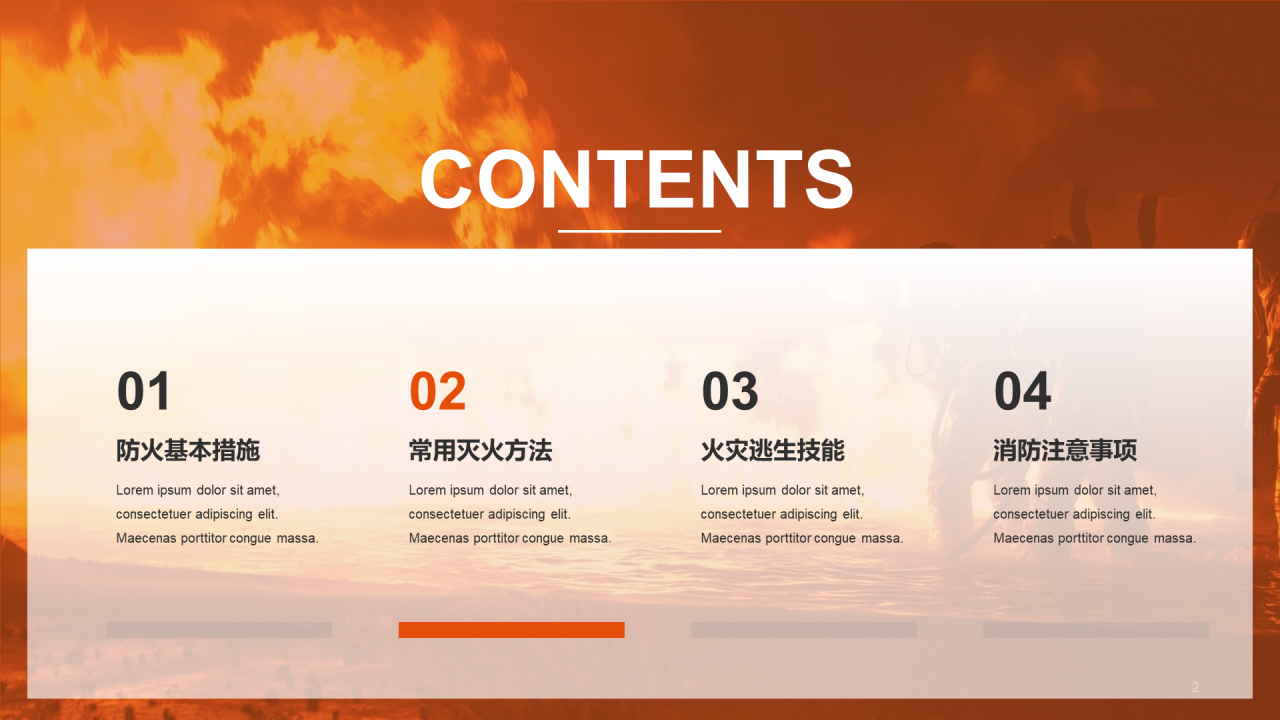 橙色现代火灾主题教育PPT