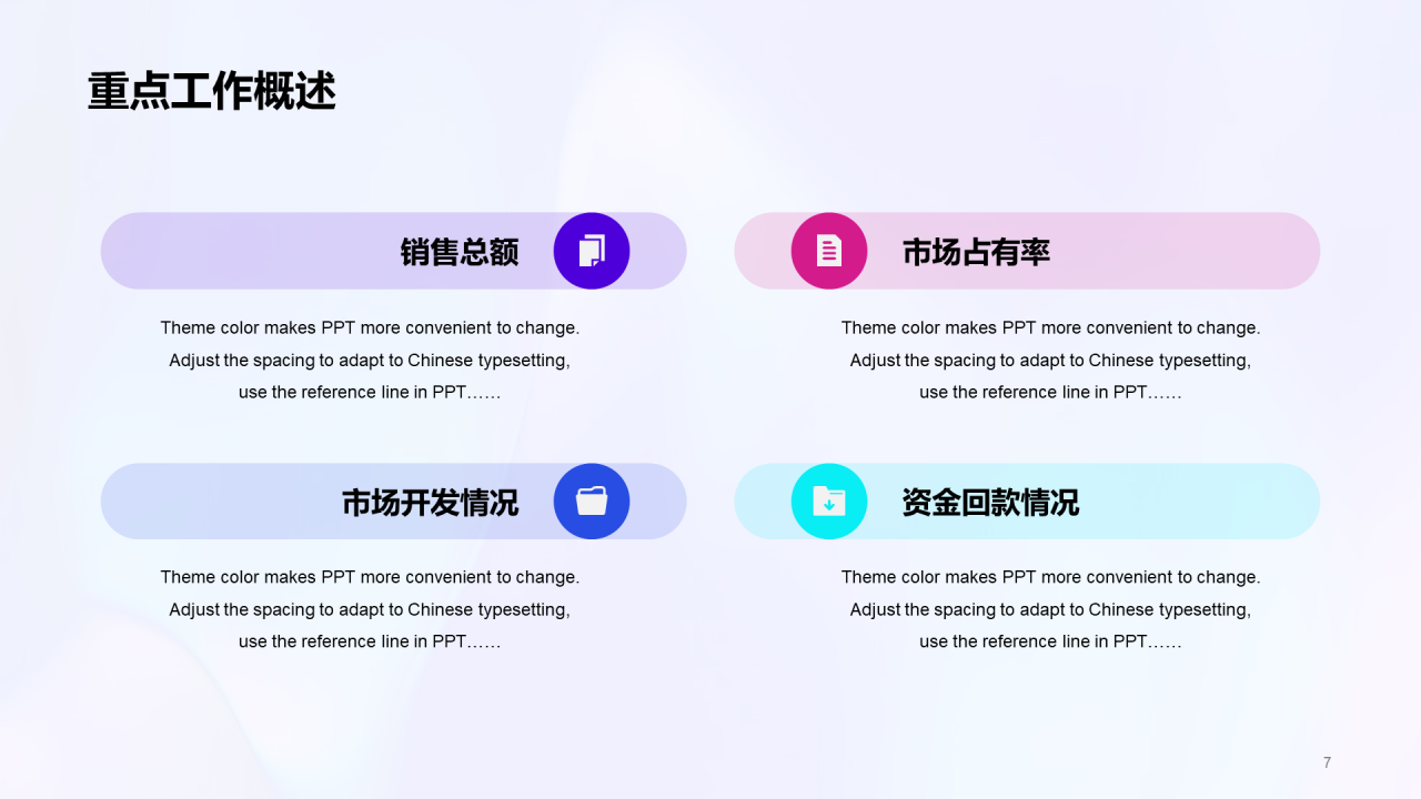 蓝色销售年度工作总结PPT
