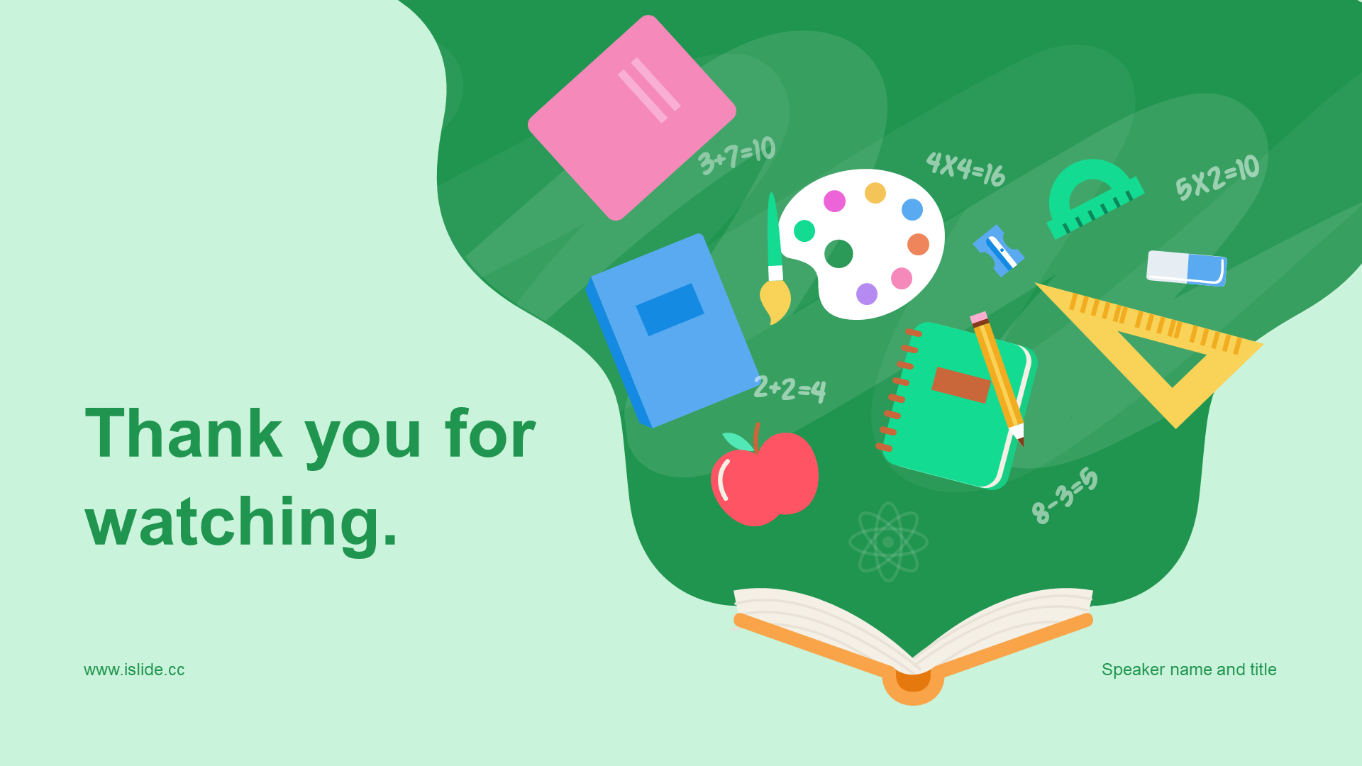 Green illustration cartoon education training courseware PPT theme