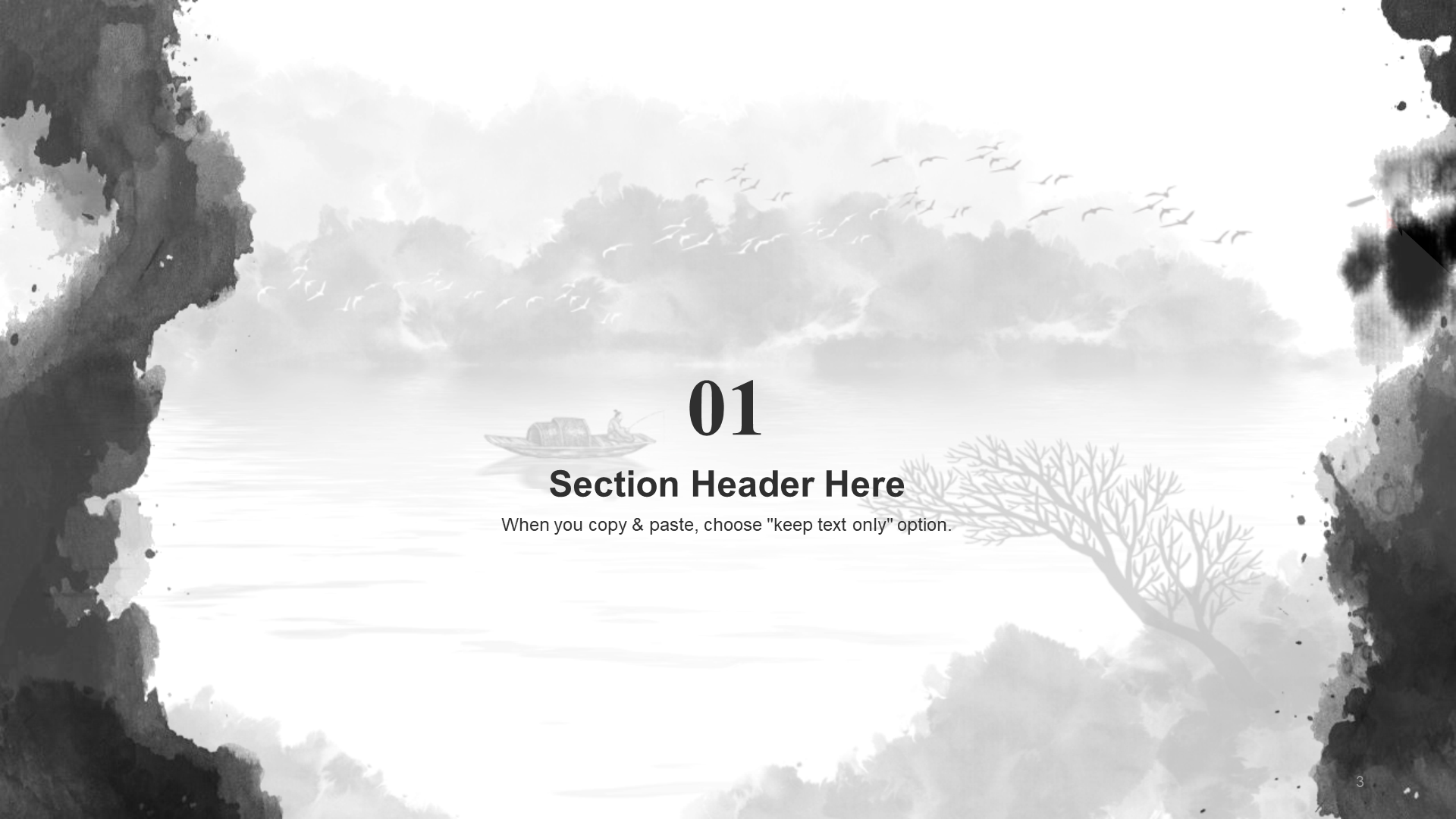 White Chinese ink training PPT