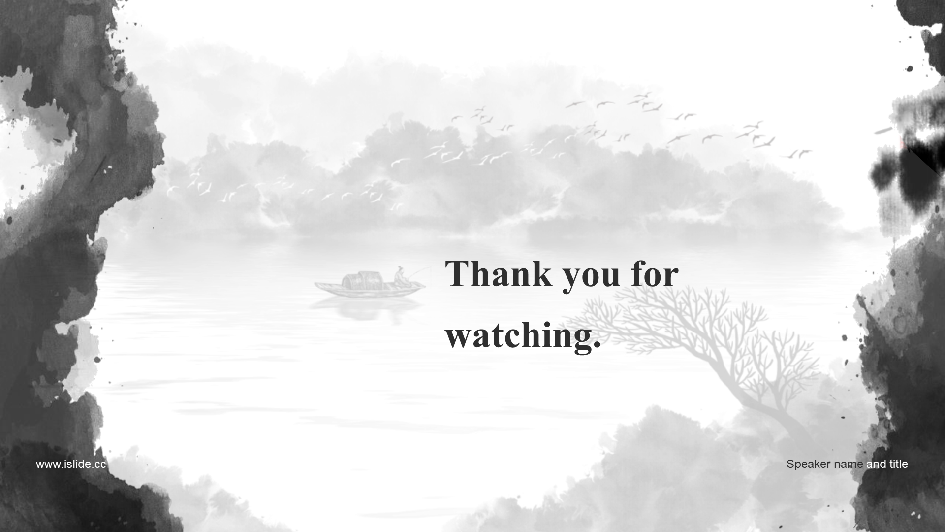 White Chinese ink training PPT