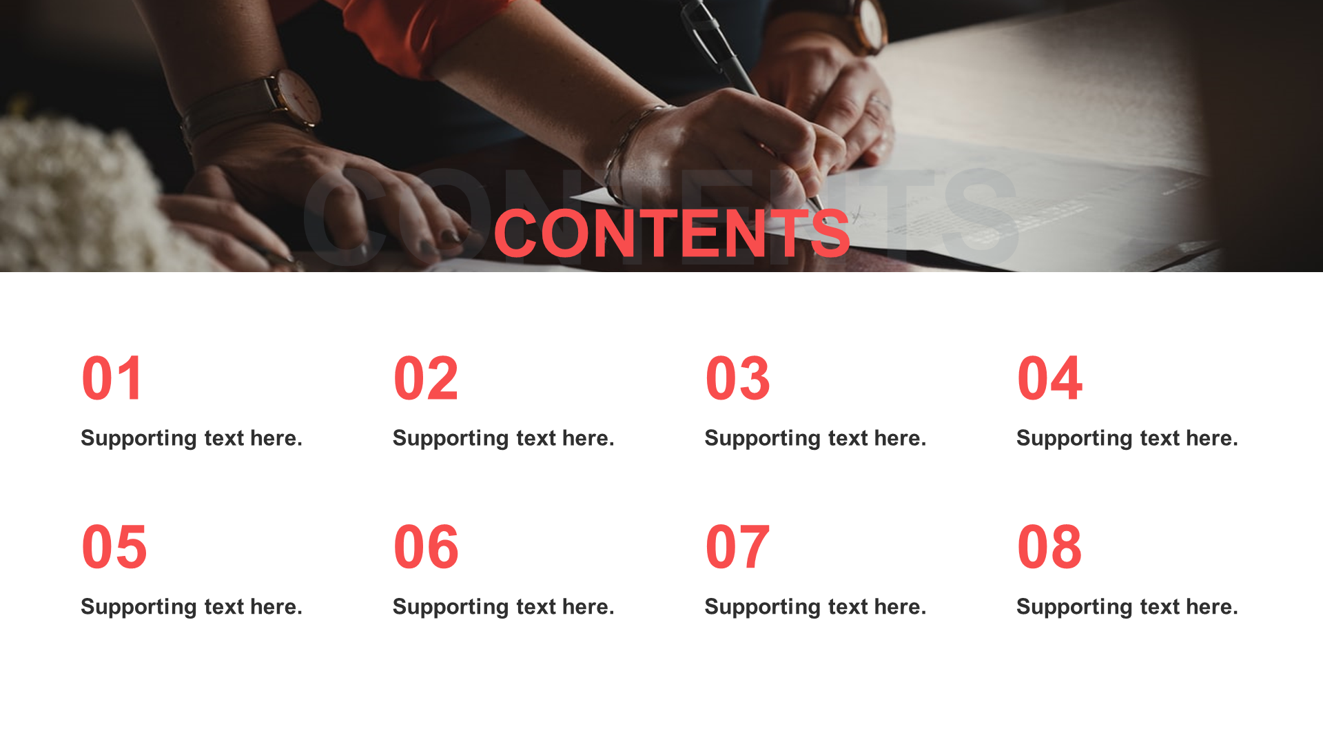 Monochrome flat PPT table of contents