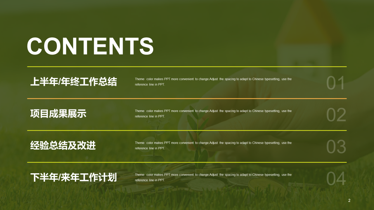 绿色商务金融保险工作总结PPT
