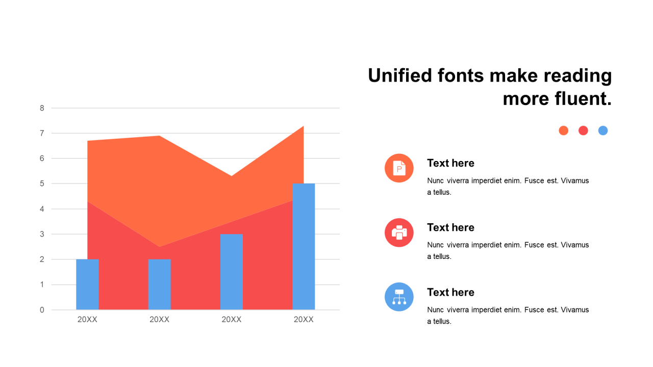 多色扁平PPT面积图，柱状图