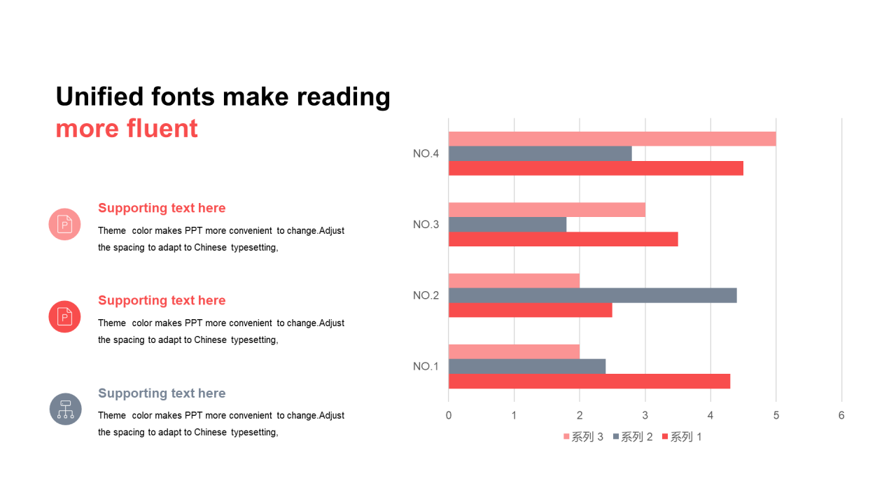 单色扁平PPT条形图