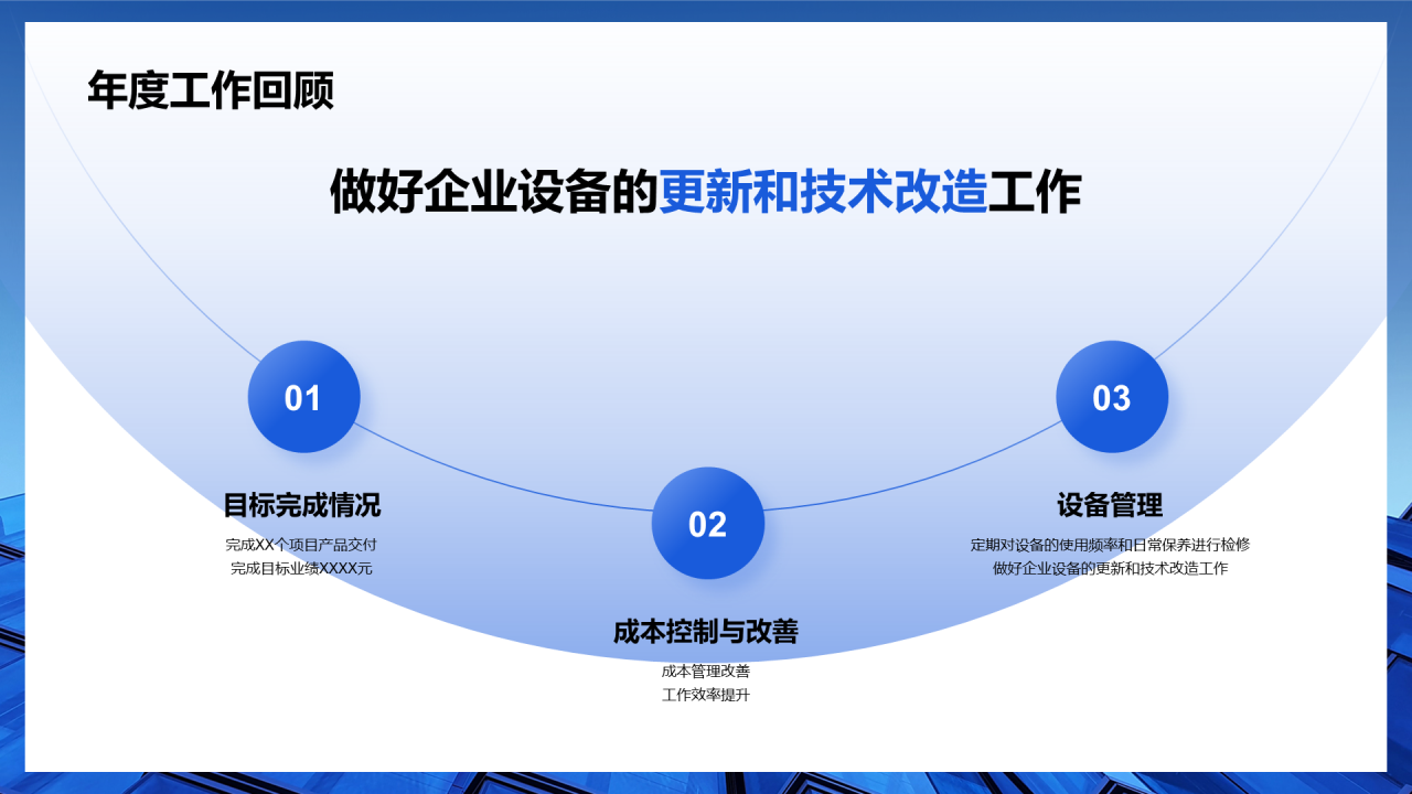 蓝色简约生产部年终工作总结PPT