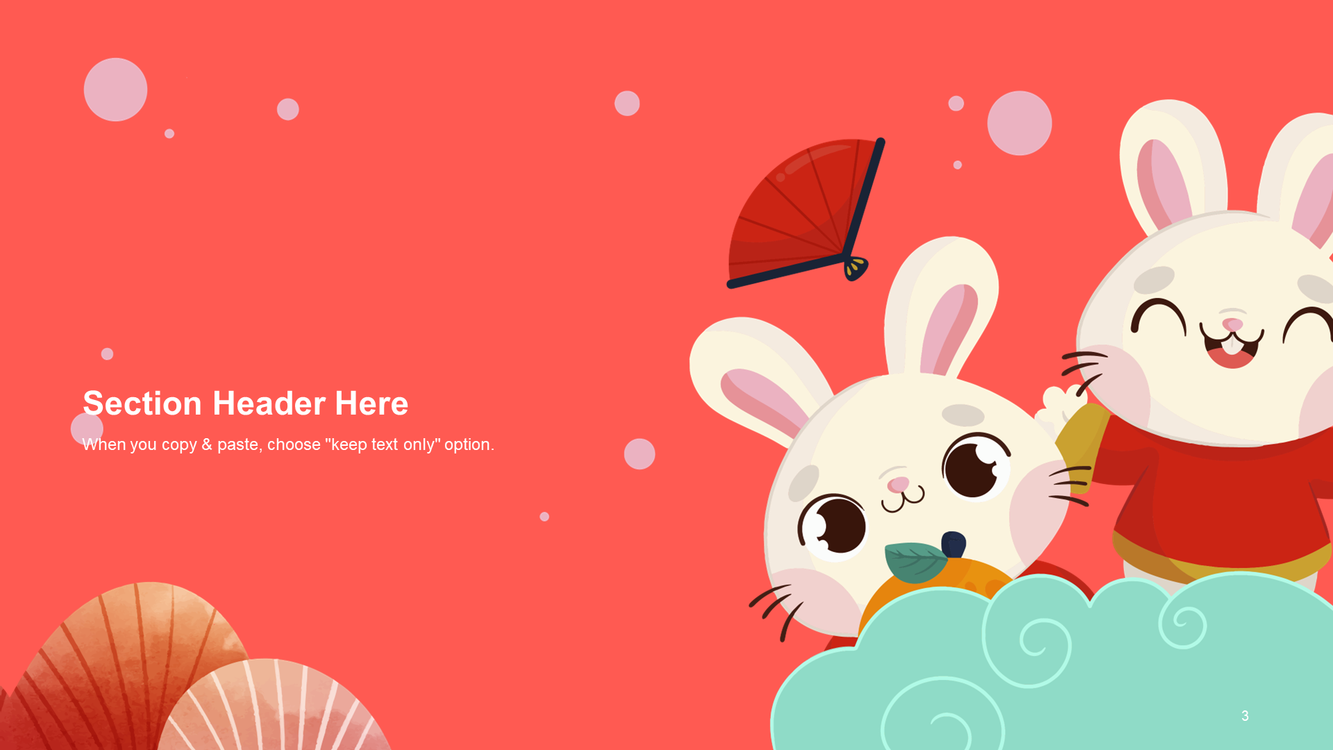 Red New Year Year of Rabbit education training courseware PPT