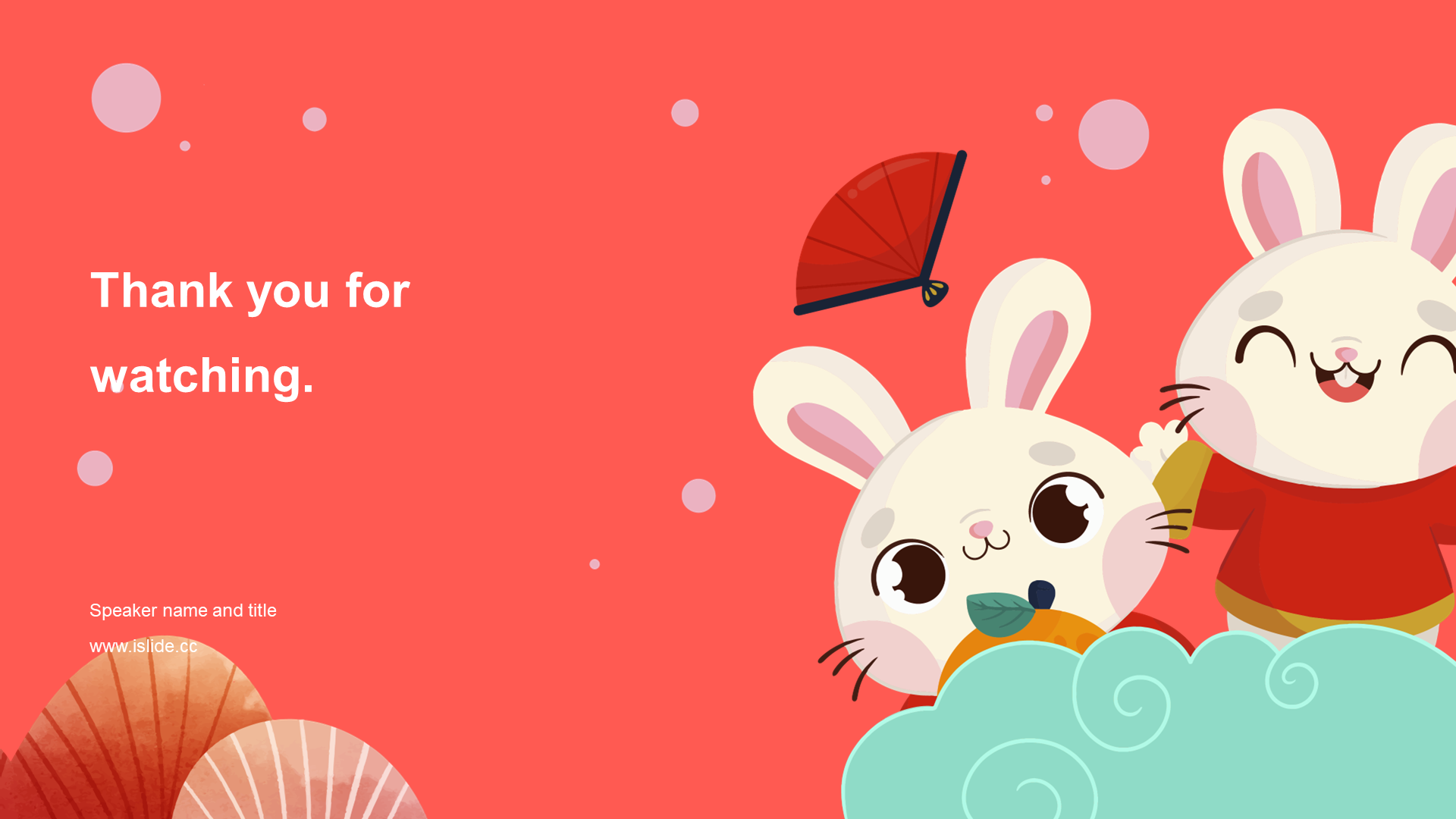 Red New Year Year of Rabbit education training courseware PPT