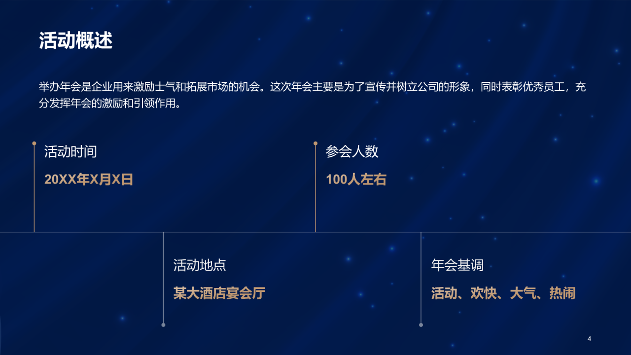 蓝色商务企业年会策划节日庆典PPT