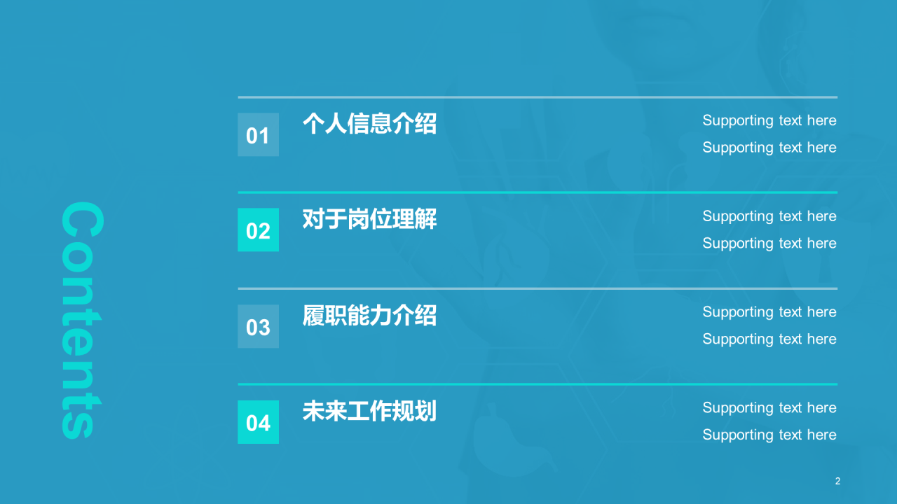 蓝色现代医疗竞聘述职PPT