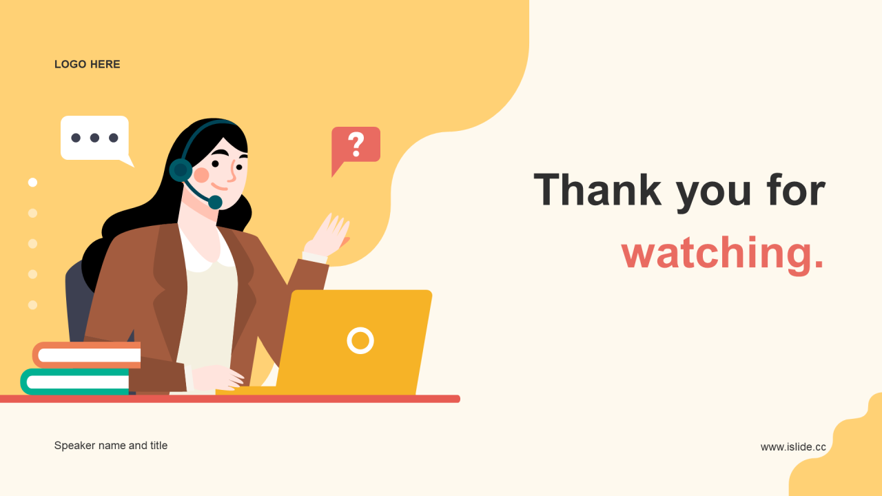 黄色插画互联网客服入职企业培训PPT