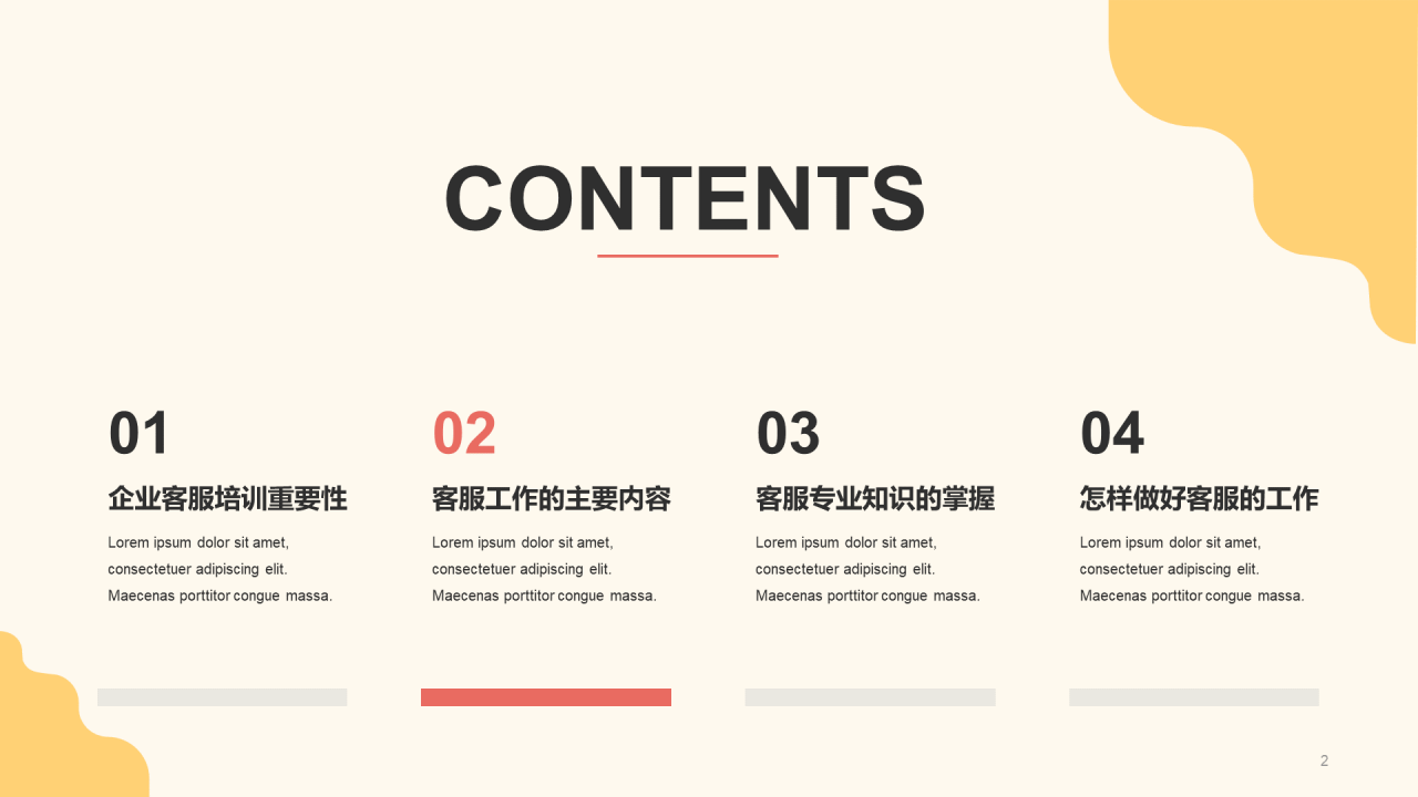 黄色插画互联网客服入职企业培训PPT