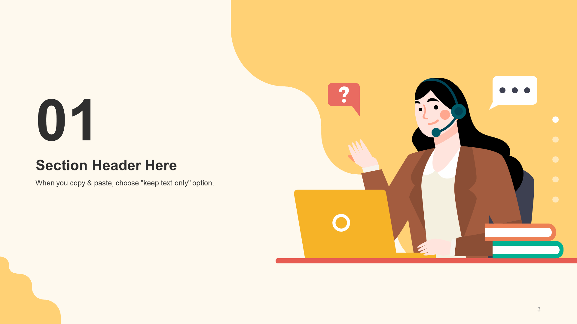 Yellow illustration Internet customer service induction training PPT