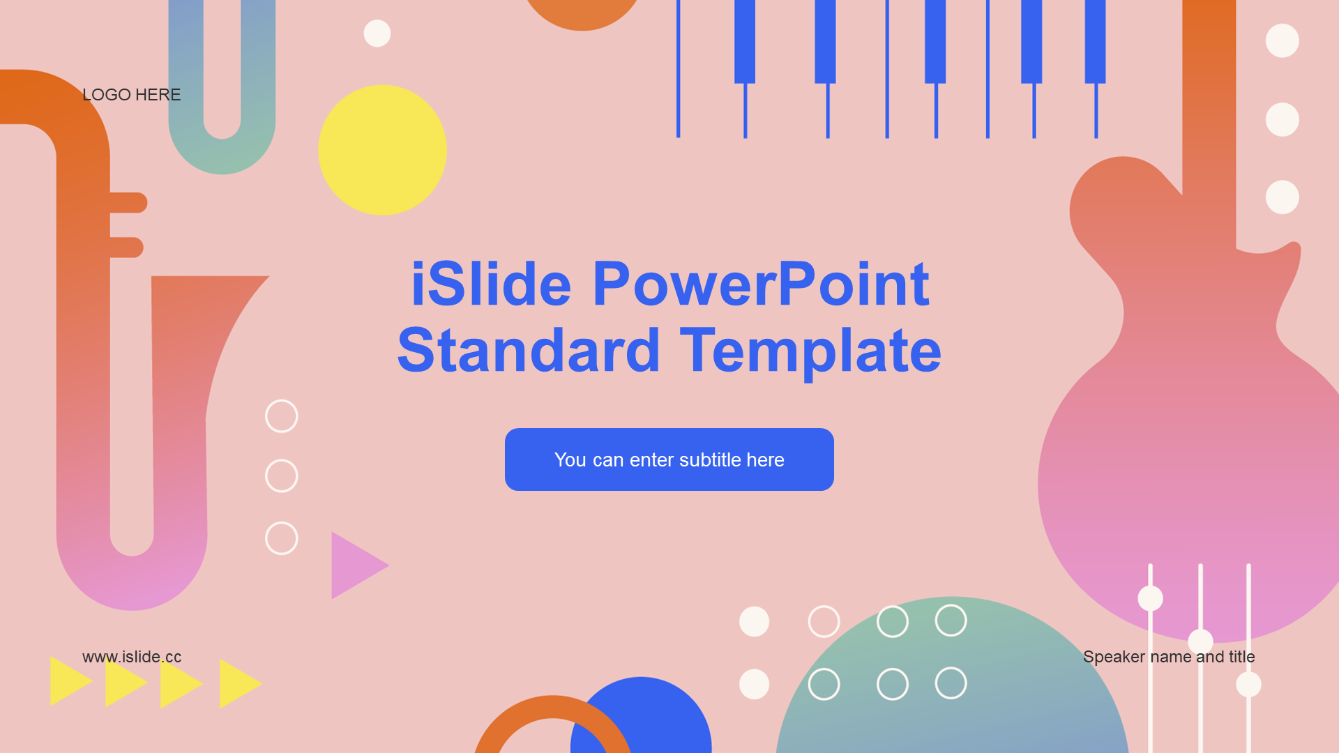 Pink illustration musical instrument training courseware PPT template