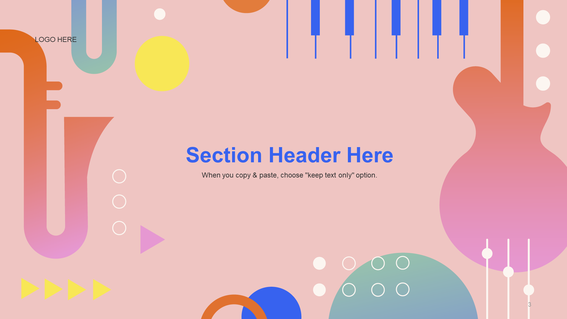Pink illustration musical instrument training courseware PPT template