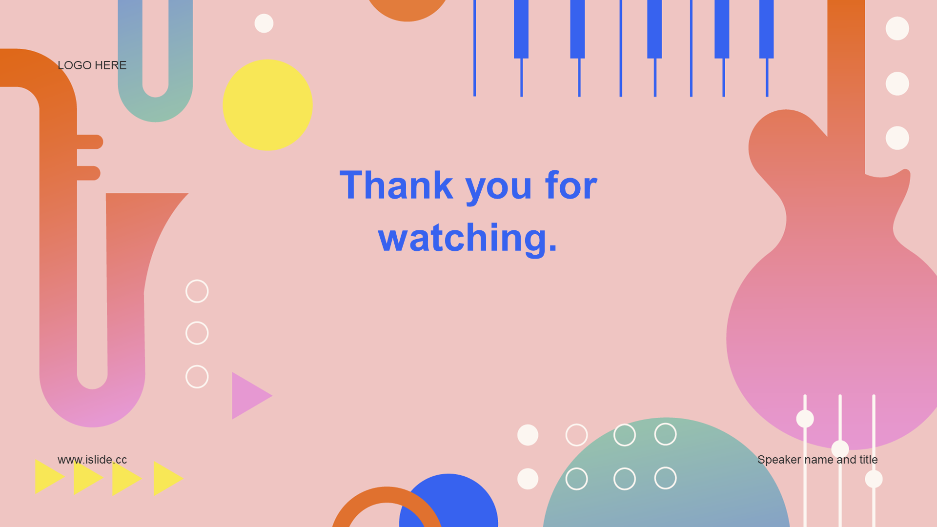 Pink illustration musical instrument training courseware PPT template