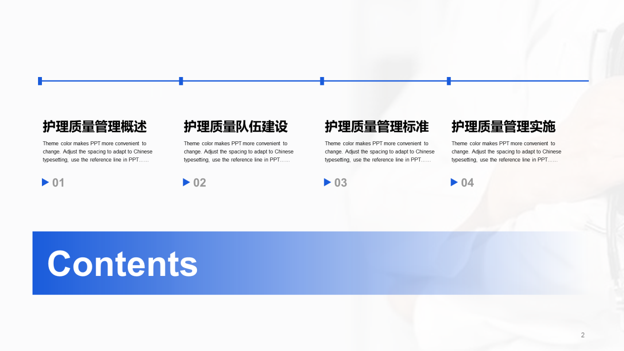 蓝色商务现代护理质量工作汇报PPT
