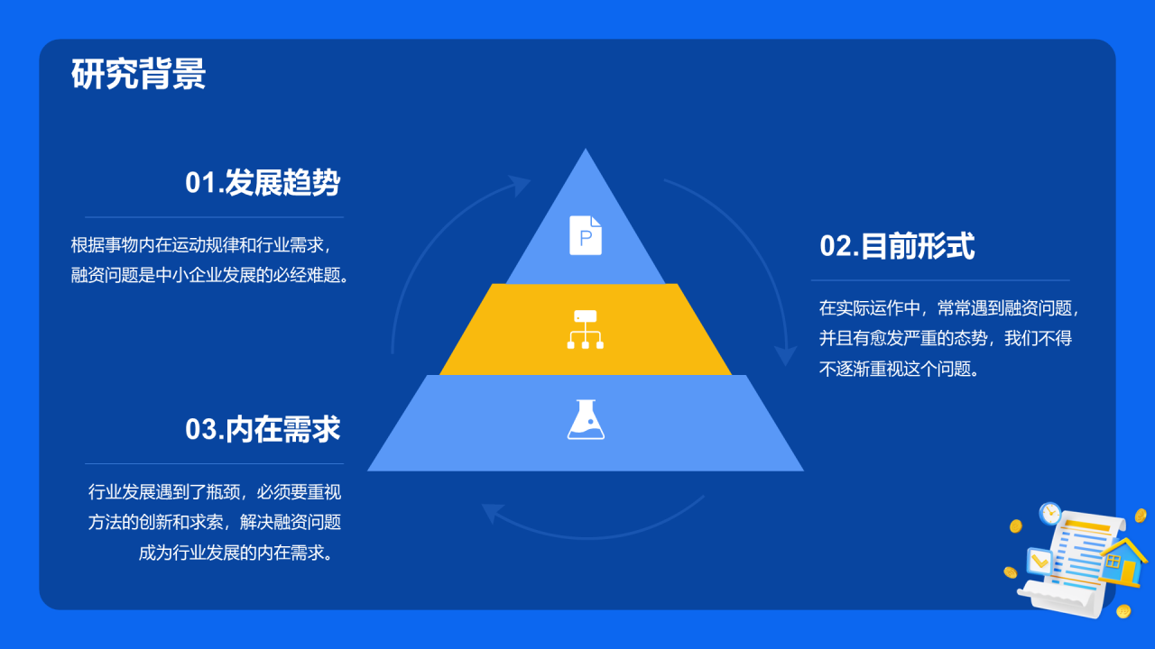 蓝色创意酷炫3D经济管理毕业论文答辩PPT