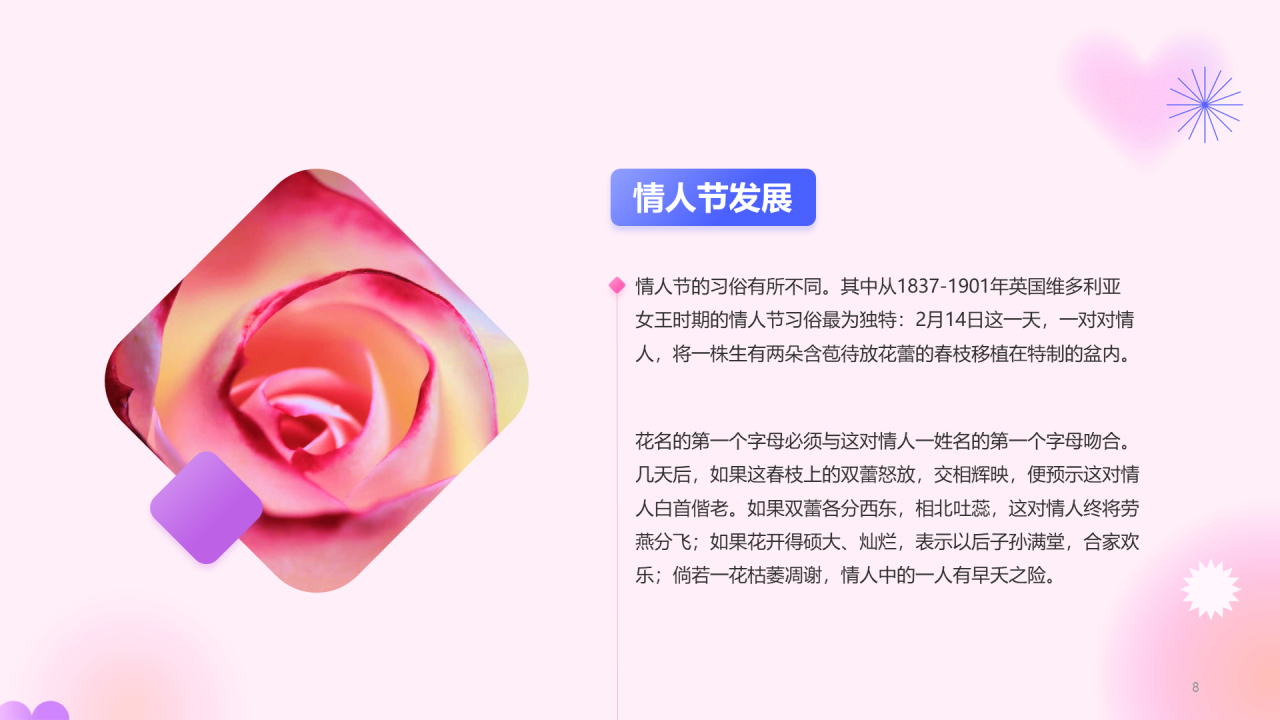 粉色简约扁平情人节科普介绍培训课件PPT