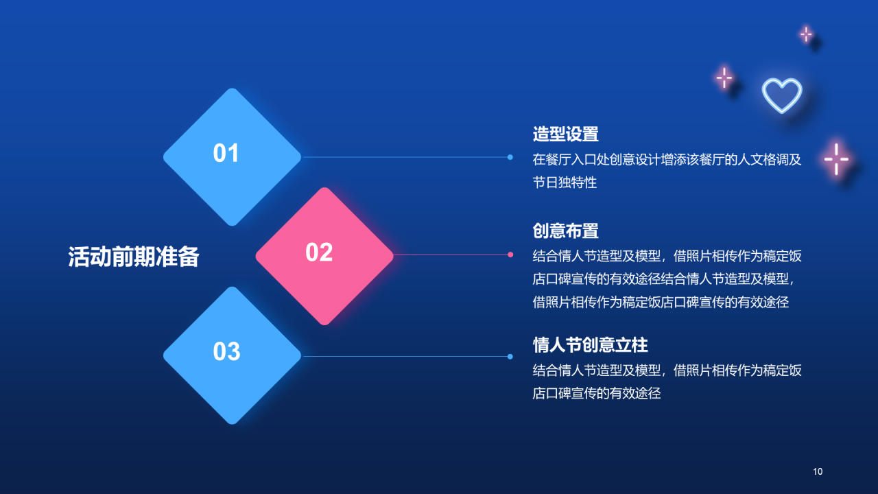 蓝色线性插画丘比特情人节市场营销PPT