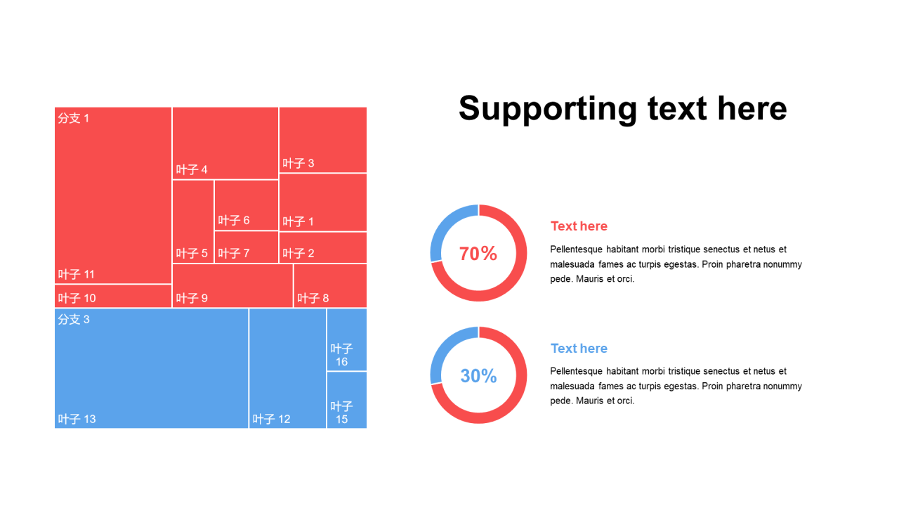 多色扁平PPT环形图，树状图