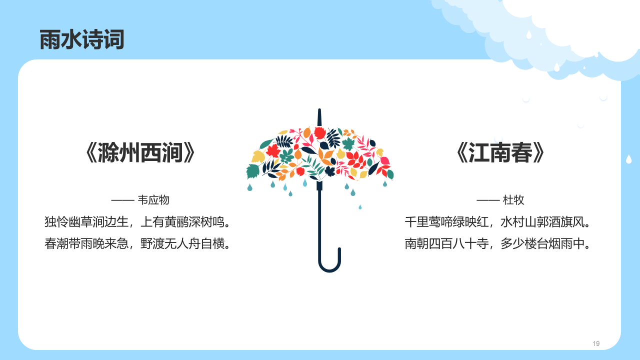 蓝色插画雨水节气科普培训课件PPT