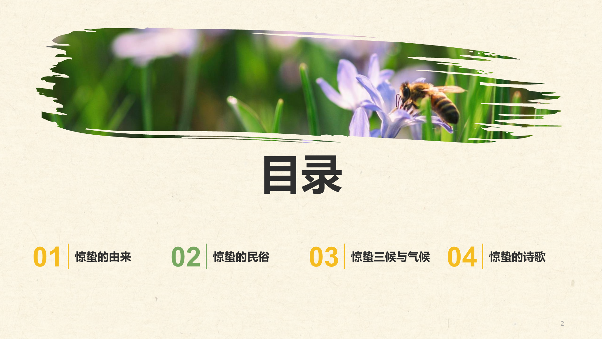 绿色简约二十四节气惊蛰介绍PPT