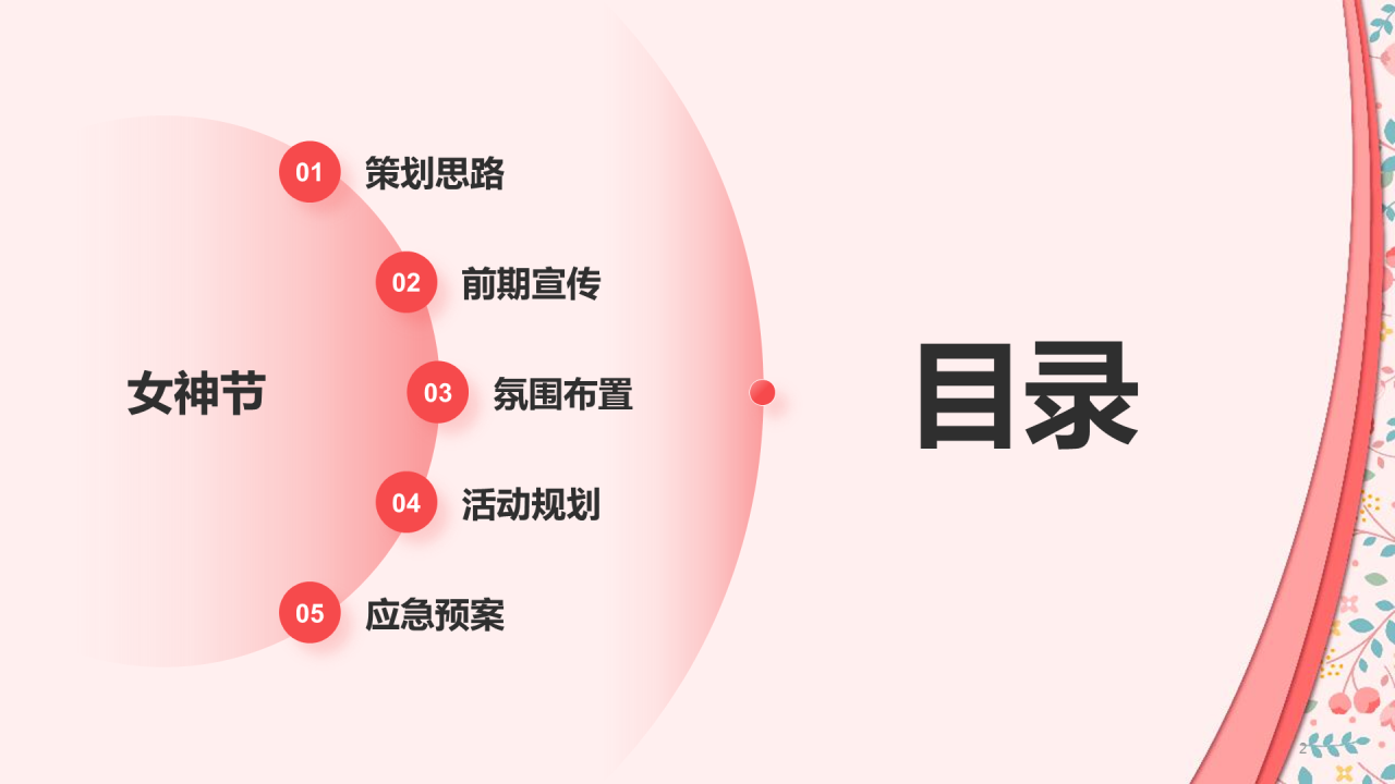 粉色简约扁平妇女节活动策划PPT