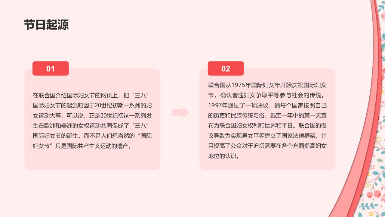 粉色简约扁平妇女节活动策划PPT