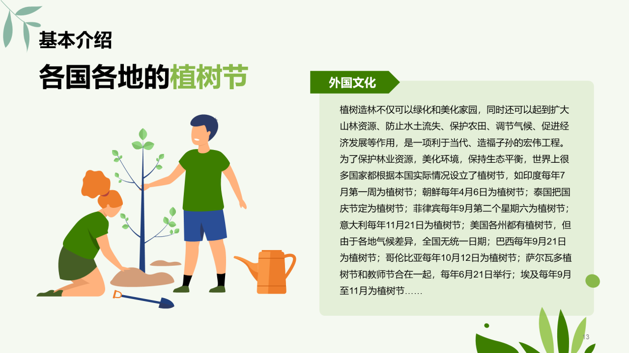 绿色简约扁平植树节节日科普PPT